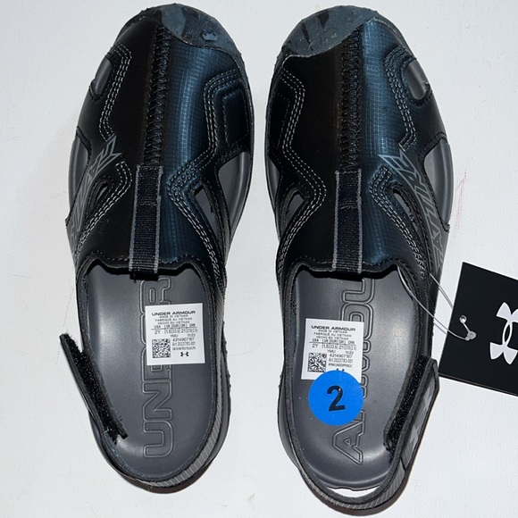 Under Armour UA Fat Tire Defender boys kids shoes 2Y black sandal NWT - Picture 2 of 8